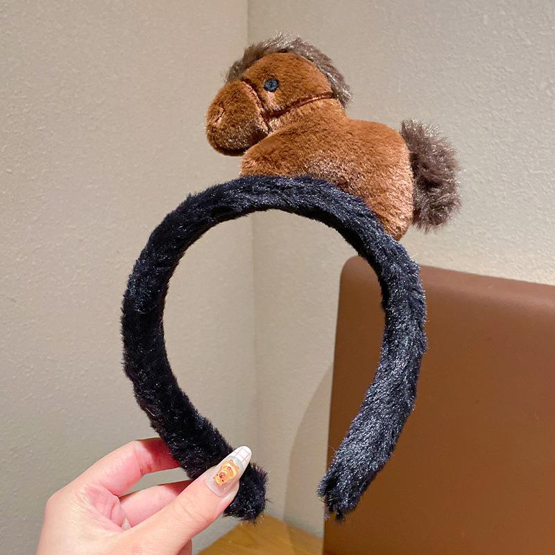 Cute Pony Plush Headband Year Of The Horse Hair Accessories Face Washing Makeup Photo Props Children'S Hair Acc