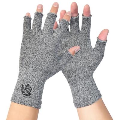 VITAL SALVEO Fingerless Compression Gloves, Functional Fingerless Gloves for Office, Outdoors, Sports, and Exercise, Unisex, CJ-5501 (Pair) (XL, Light