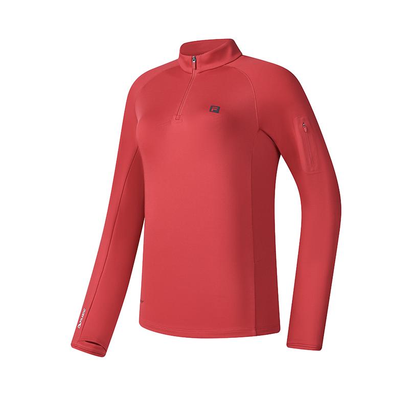 Fila Fitted Mock Neck Half-Zip Knit Long Sleeve T-Shirt Women Tops Dark-Rose A11W517213FWI