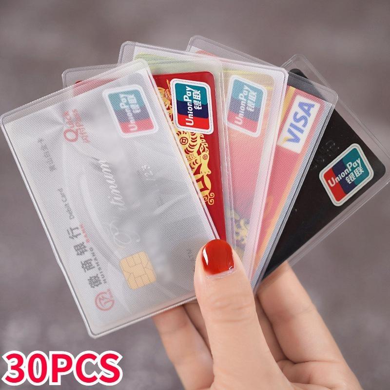 30PCS Transparnt Card Cover Protective Holder PVC Waterproof Credit ID Business Card Protection Document Id Badge Case