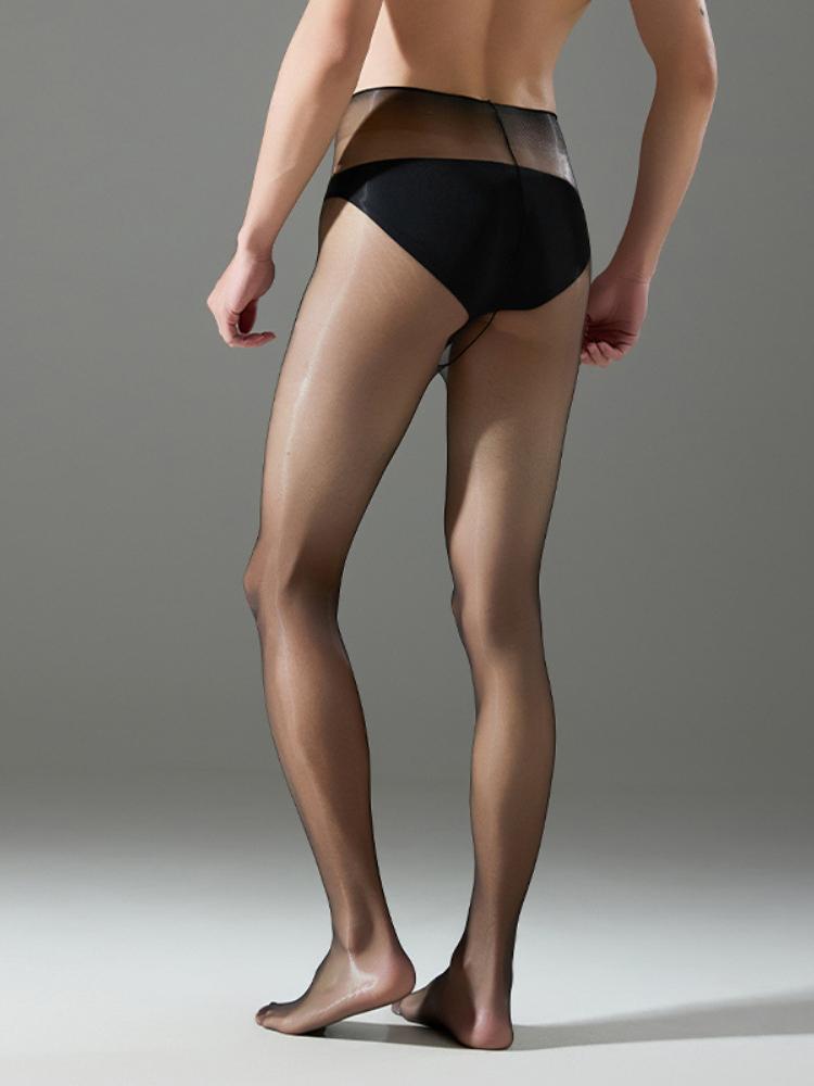 Ultrathin Sheer Men'S Pantyhose Oil Shiny Glossy U Convex Pouch Sheath Tights Man Lingeries Sexy Stocking High Waist Pantyhose