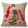 Floral Asian Girl Woman Japanese Geisha Art Sofa Pillow Case Japan Painting Beauty Goddess Home Decor Cotton Linen Cushion Cover