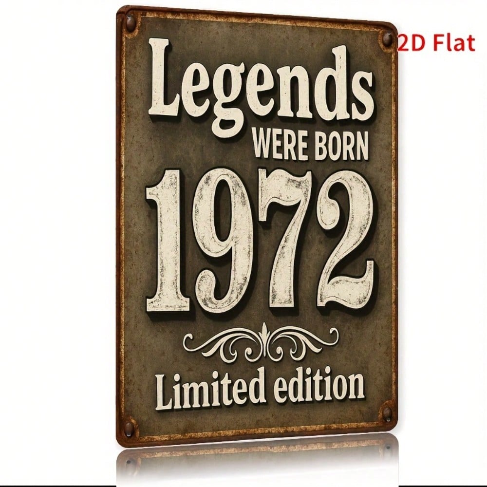 Vintage 1972 Legend Born Metal Wall Sign Iron Plaque Home Bar Decor