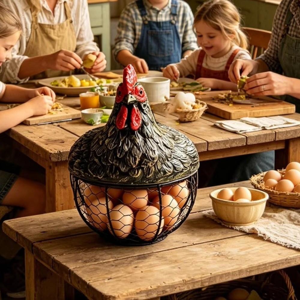Organizer Container Chicken Design Egg Collecting Basket Resin Rustic Egg Organizer Cute Egg Storage Basket Living Room