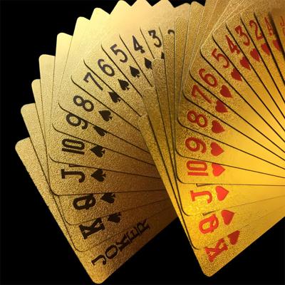 24K Złota Folia Karty Do Gry Poker Tuhao Złoty Wodoodporny PET PVC Plastik Texas Checker