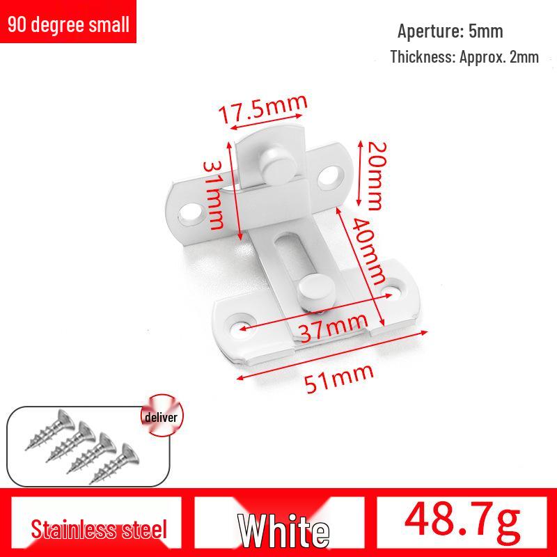 90° Anti-Theft Bathroom Sliding Door Latch Clasp with Old-Fashioned Hinge Bolt