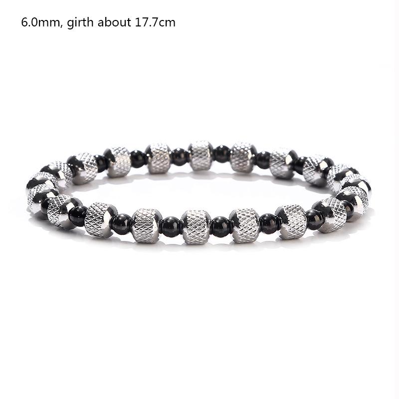 

Двухцветный браслет из сетчатых бусин черного и стального цвета: Водонепроницаемый, Невыцветающий, Эластичный дизайн для мужчин