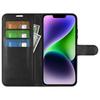Stand Phone Case for iPhone 15 Plus PU Leather Litchi Texture Wallet Folio Flip Phone Cover