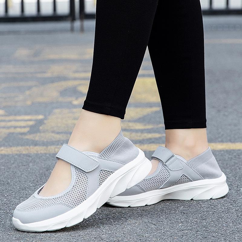 Large Size Summer Women's Casual Shoes Lightweight and Shallow Mouth Medium Walking Shoes Soft-soled Grandma Shoes