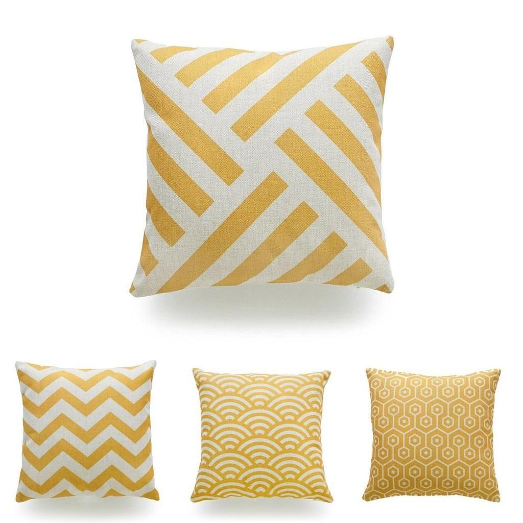 Luxurious Mustard Yellow Geometric Pillow Case For Fall And Autumn Decor