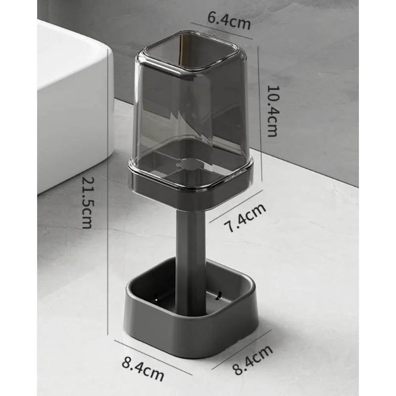 Toothbrush Holder with Cup/Cover Contains 3 Slots Compatible with Conventional Toothbrushes Can Store Toothpaste