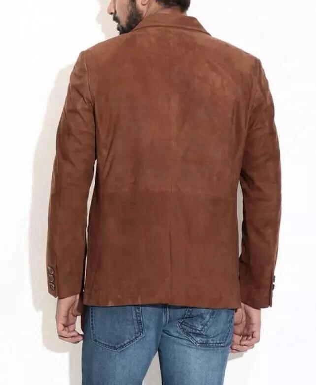 Party Work Wear Formal Brown Men's Genuine Soft Suede Leather Blazer Handmade