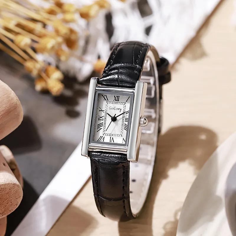 Fashion Elegant Design Rectangle Roma Dial Leather Quartz Watches Movement Business Dress Ladies Watch New Relogio Feminino