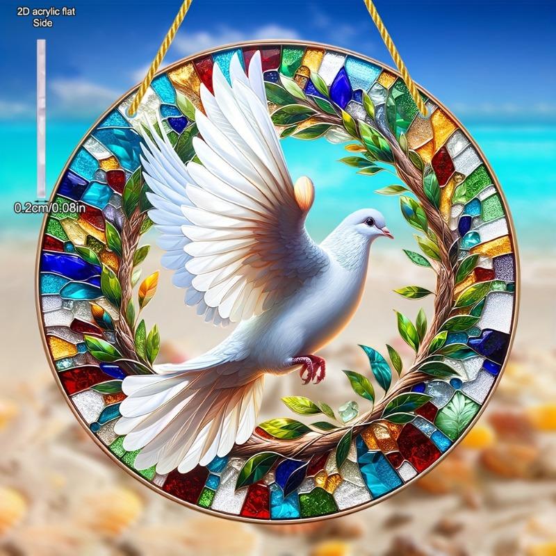 2D Flat Acrylic Charming Dove Stained Style, Suitable for All Seasons, Nurseries, Vintage Home Decor Wall for Bar Kitchen, Restaurant Shop Wall Decor
