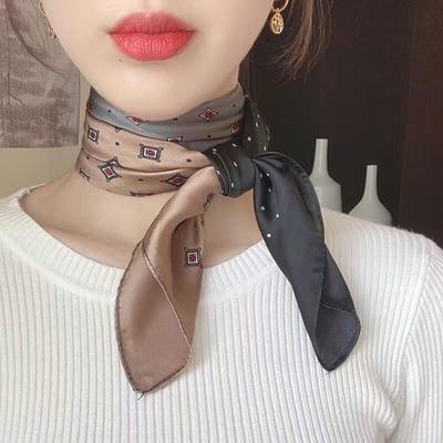 Korean Ins-inspired Small Square Scarf for Women: Necktie Neck Care Summer Sun Protection Versatile As Small Silk Scarf Shawl & Scarf