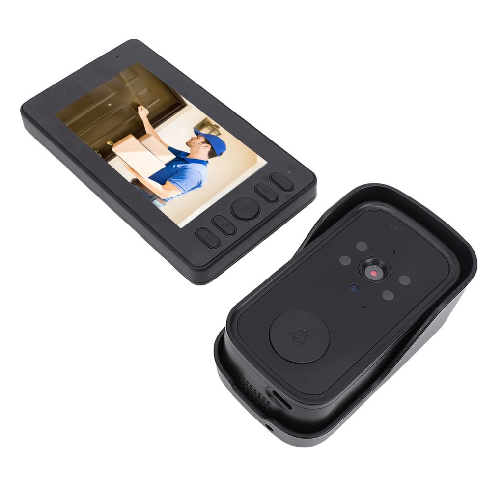 WiFi Video Doorbell with 4.3 Inch Display 1080P Wide Angle Fish Eye Lens Video Doorbell Camera Intercom System with