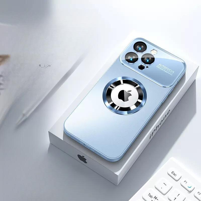 Large Window Leakage Mark Magnetic Suction Case Frosted Glass IPhone 16 Promax Mobile Phone Case Suitable for Apple 15 Mobile Phone Case