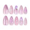 24 Pieces Handmade Magic Mirror Powder 3D Three-dimensional Manicure Fake Nail Flower Pearl Wearing Nail Piece Bubble Bead Wearing Nail