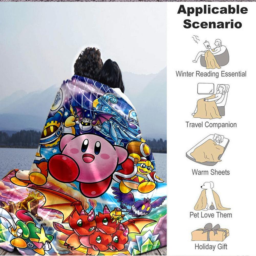 1pc Kirby Fantasy Soft Skin-Friendly Flannel Blanket with Digital Printing, Various Sizes Available for Family, Friends, Birthday