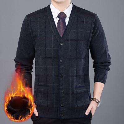 Cardigan Invernale da Uomo di Mezza Età e Anziano Maglione di Lana Spesso e Vellutato da Papà 60 Giacca Lavorata a Maglia da Uomo Anziano