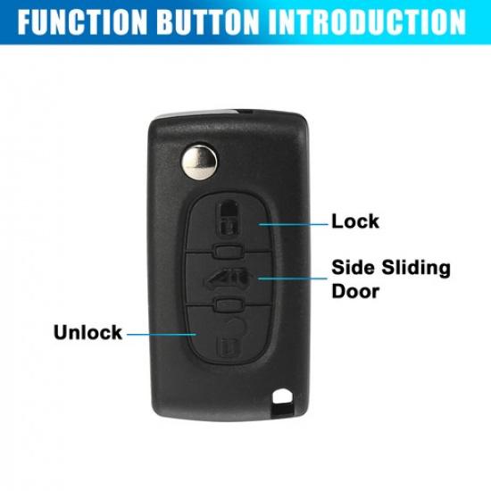 3-Tasten Auto Schlüsselanhänger Schlüsselhülle Schale EINS für Peugeot Partner für Citroen Berlingo