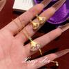 Italian Brushed Small Skirt Necklace Female Fan Shape Gradual Change Pink Diamond Stud Earrings Pendant Set Real Gold Plating