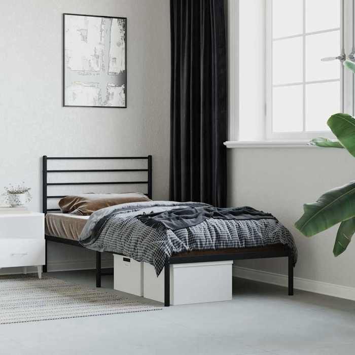 VidaXL Metal Bed Frame with Headboard Black 80x200 Cm 352310