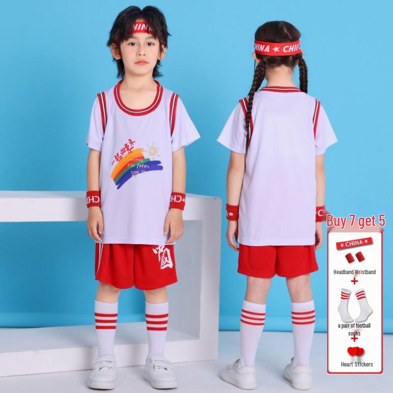 Kids' Basketball Uniform Set - Red Performance Costume for Kindergarten & Elementary School Graduations