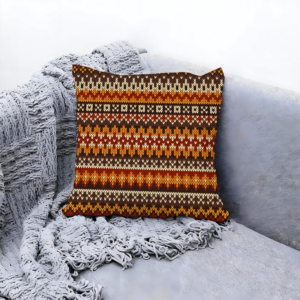 Warm Fair Isle Pattern Knit Cushion Cover Premium Comfort Reversible Pillow Cove Two in One Design for Any Room Car Interior