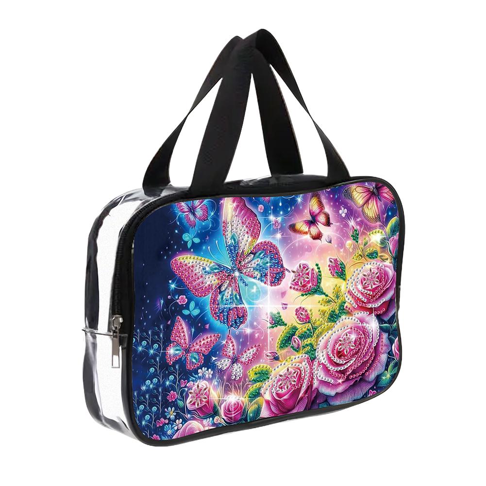 DIY Diamond Art Crystal Rhinestone Cosmetic Bag Zipper Closure 5D Diamond Painting PVC Pouch Large Capacity for Home Decor Gift