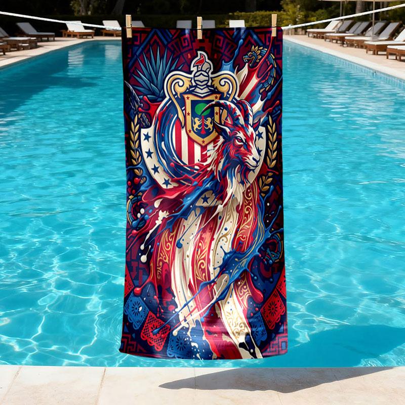 Club Deportivo Guadalajara Print Beach Towel Design, Soft, Lightweight. for Home Bathroom, Spa, Pool, Yoga, Surfing, Camping, Gift for Family, Friend