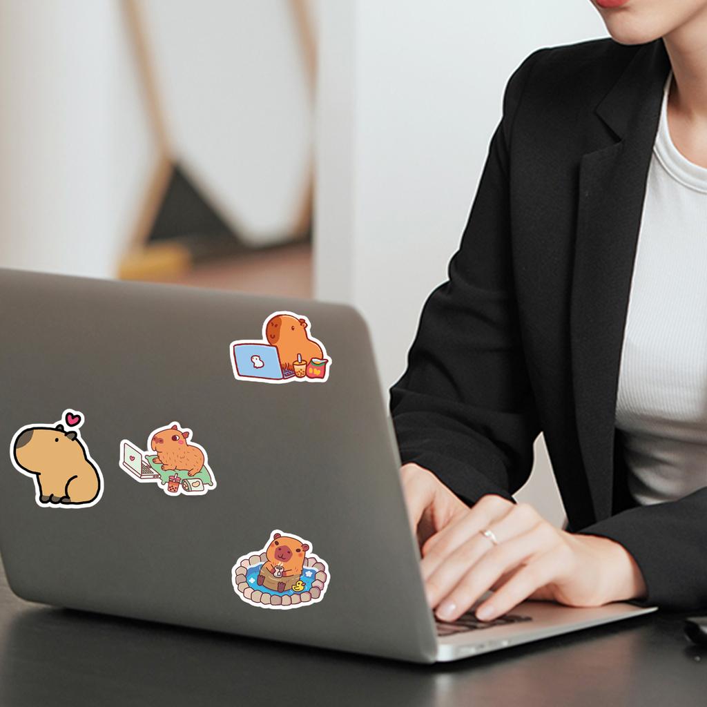50Pcs Capybara Stickers Waterproof Cartoon Animal Decals Cute Cartoon Sticker for Water Bottle Skateboard Decor