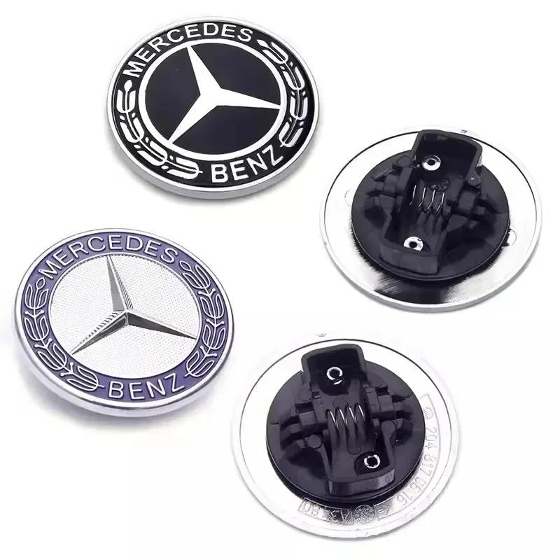 For Mercedes Benz Car Engine Logo Metal Flat Hood Emblem Front Badge Accessories For Mercedes Benz AMG W204 W205 W203 W211 W212