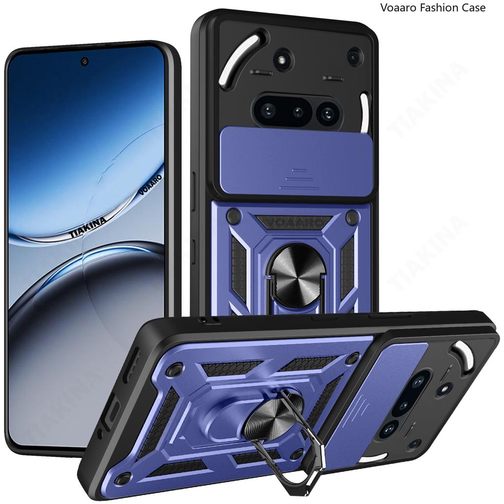 Slide Camera Lens Armor Funda for Nothing Phone 3A Case for Nothing Phone 3A Case Magnetic Ring Stand Holder Anti-knock Cover