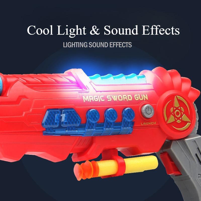 Deformable Soft Dart Toy Gun Light Sound Suction Cup Foam Darts Blaster Toy Boy Indoor Shooting Toy with 5 Soft Bullets 1 Target