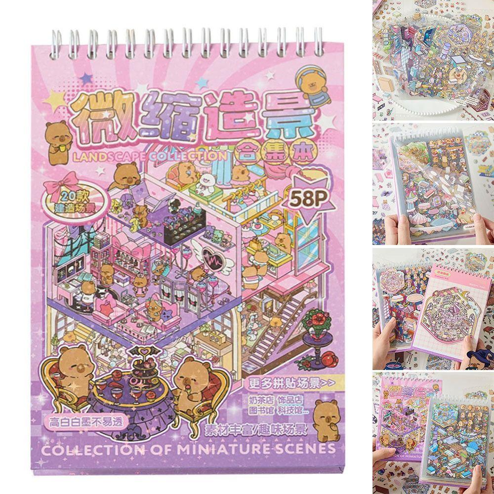 Decompression Miniature Landscape Sticker Collection PET DIY Cabin Scene Sticker  Children Gift