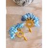 Yhpup Spring Summer Fashion Bohemian Blue Cloth Flower Drop Earrings Exclusive Stainless Steel Handmade Fairy Jewelry