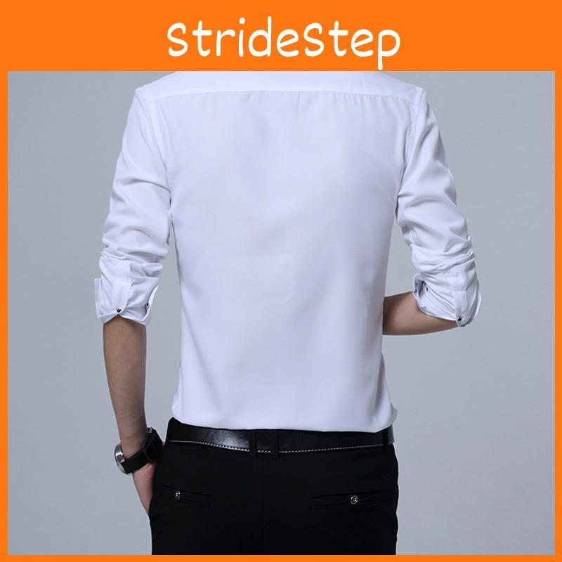 Versatile New Men's Casual Long Sleeve Slim Fit Solid Cotton Dress Shirts