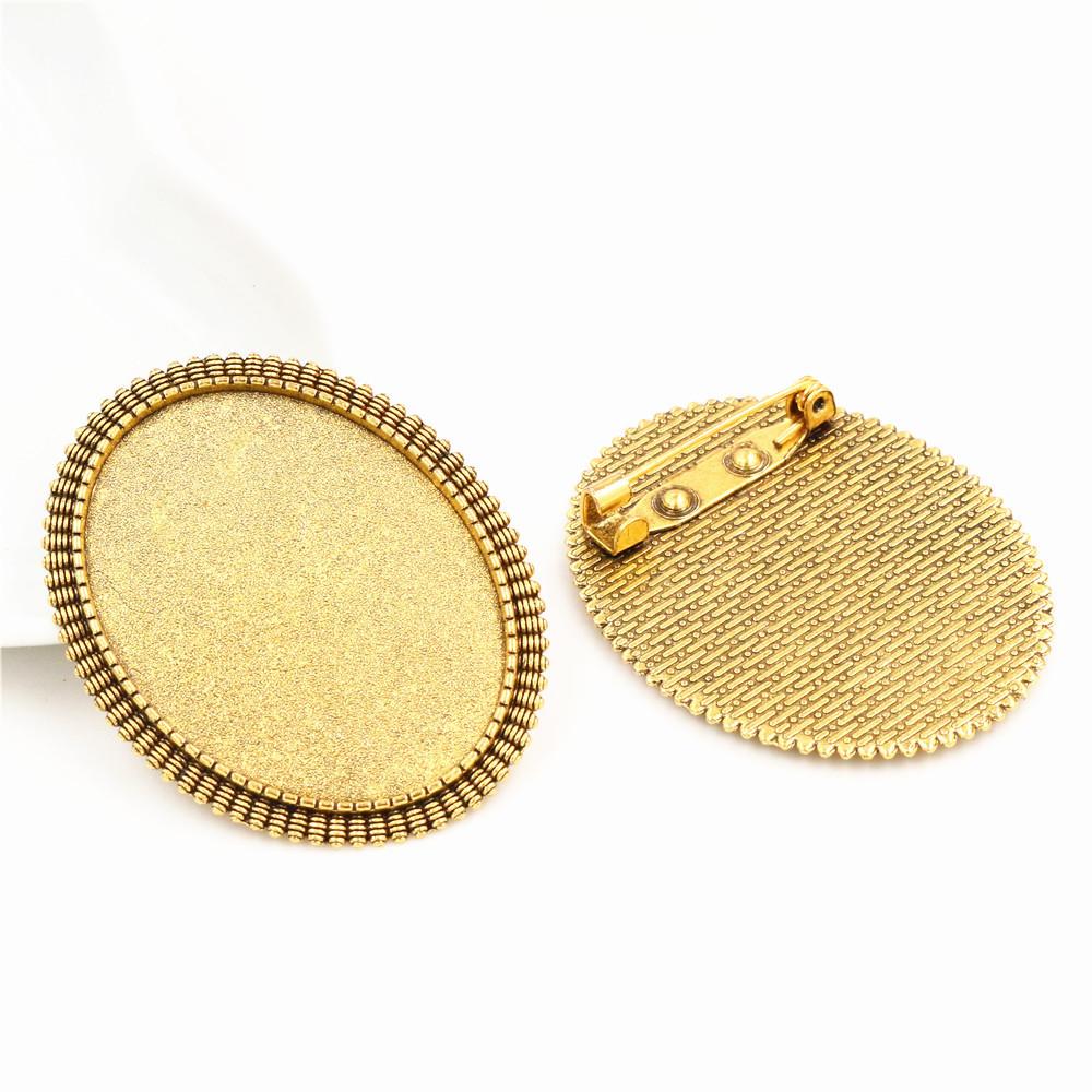 New Fashion 5pcs 30x40mm Inner Size Antique Silver Plated Gold Color Bronze Black Pin Brooch Simple Style Base Setting Pendant