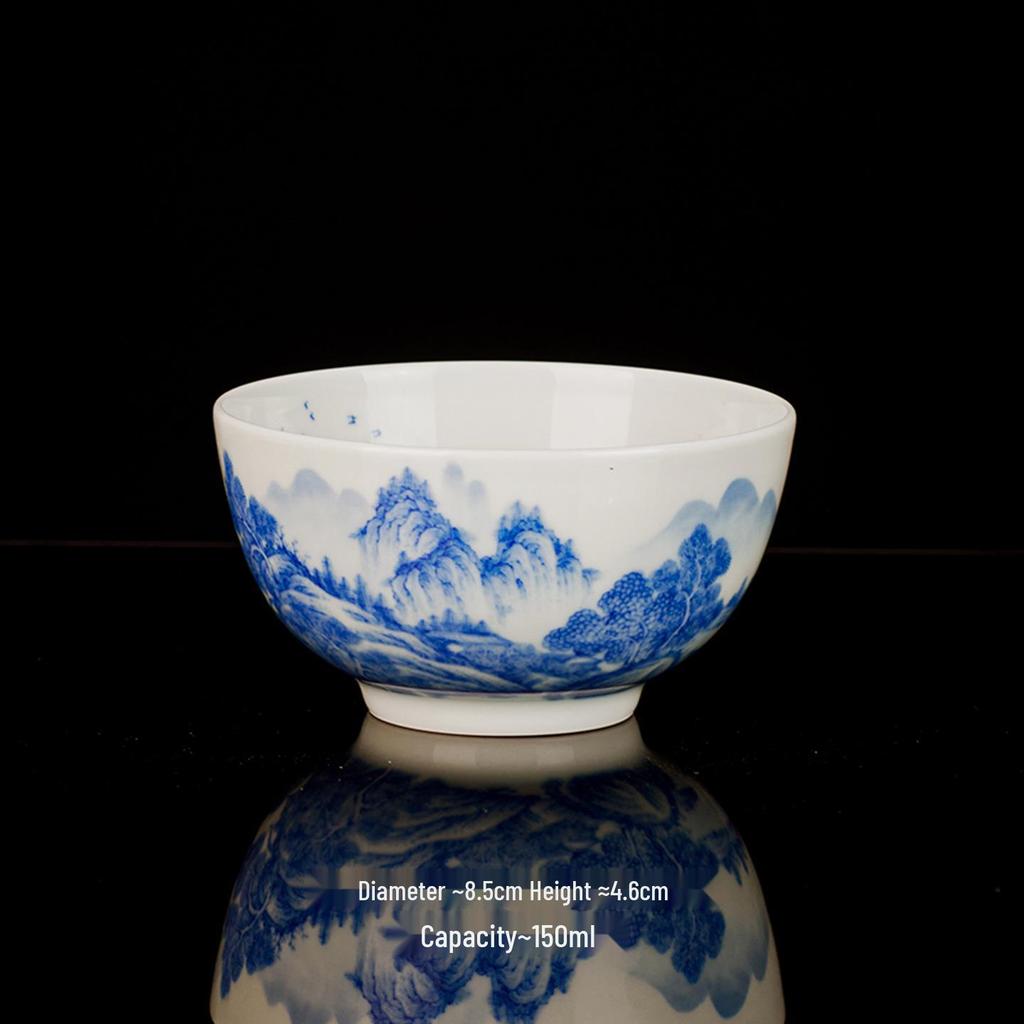 Hand-painted Blue and White Jingdezhen Ceramic Tea Cup - Landscape Design
