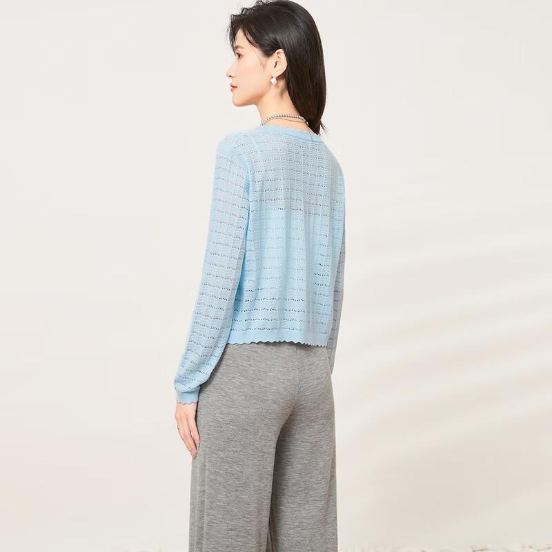 Women's V-Neck Silk Blend Lace Hollow Cardigan