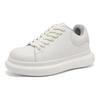 Men'S Platform White Skate Shoes, Minimalist Solid Color Invisible Height Boost Sneakers, Trendy Versatile Casual Sports Bread Shoes
