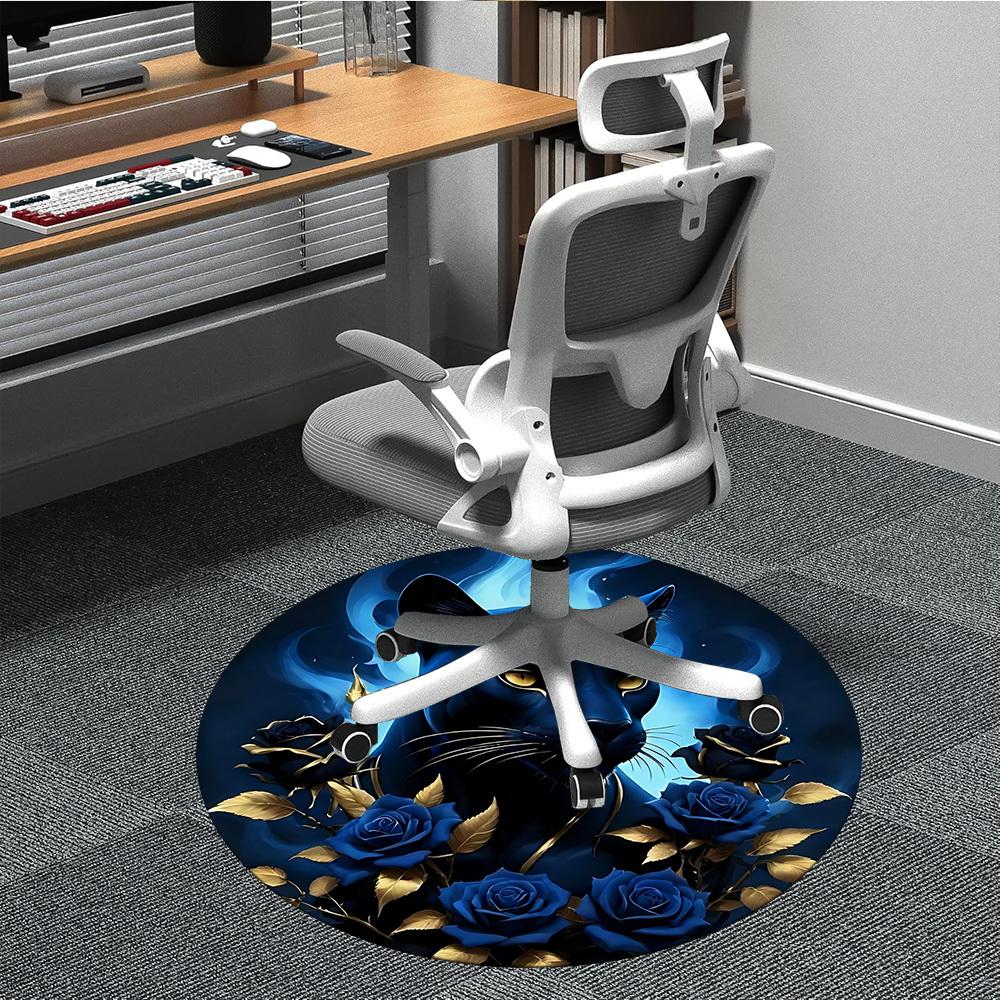 

1pc Panther Roses Chair Carpet for Office Non-Slip, Machine Washable Rug for Office - Holiday DecorMachine Made yy251029092 80cm by 80cm