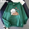 Cute Panda Bear Cartoon Hoodie Long Sleeve Bubu Dudu Korean Style Sweatshirts Women 90s Pink Funny Prints Kawaii