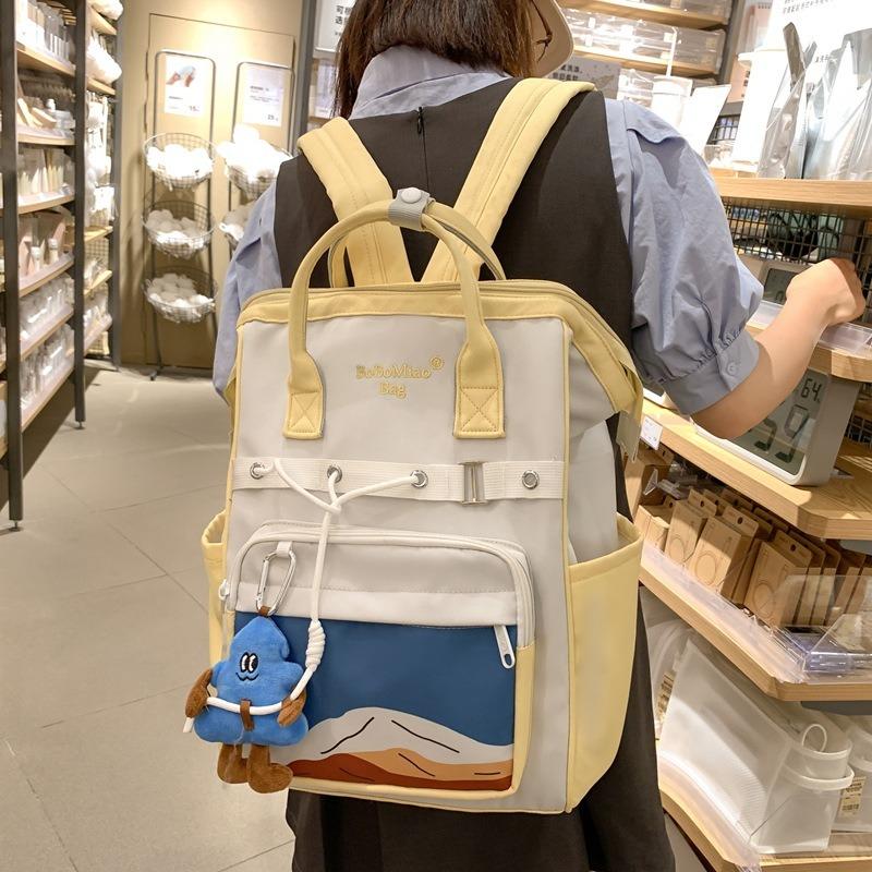 New Girls Schoolbag Large Capacity Lightweight Backpack Contrasting Color Female College Students Schoolbag Travel Computer Backpack