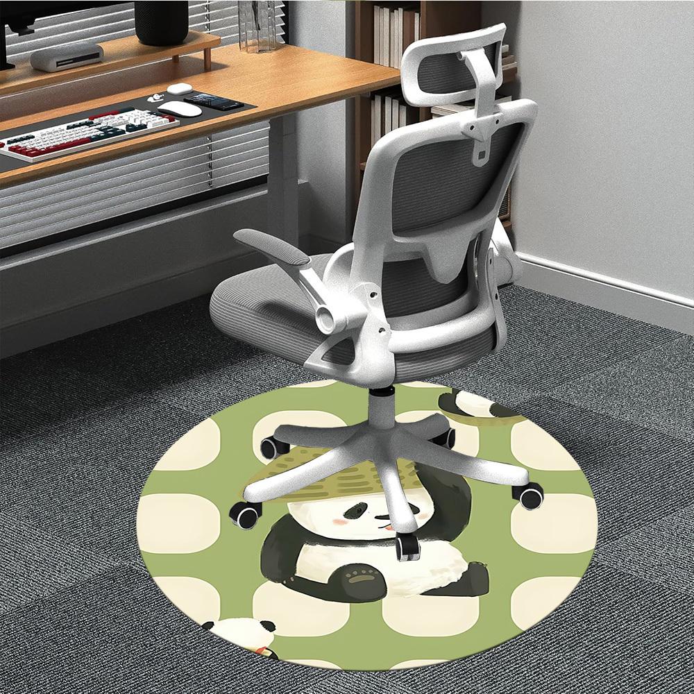 1pc Panda Pattern Office Round Area Rug, Indoor Mat Suitable For Office, Under Office Chairs Bedroom Living Room Home Decor, Room Deco