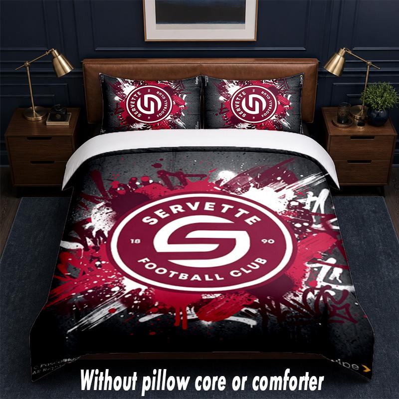 Servette FC Design Bed Bedding Set 1 Duvet Cover + 2 Pillowcases Soft Breathable Household Bed Linens