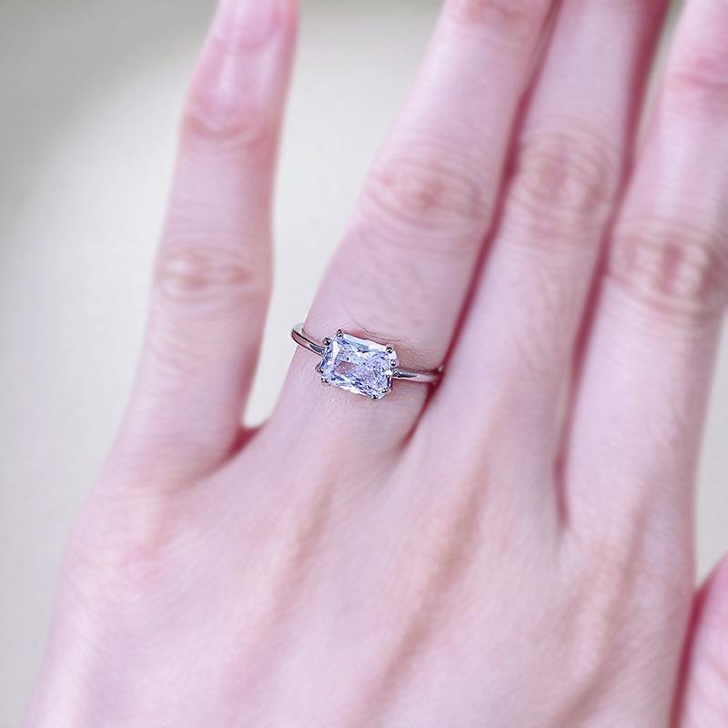 S925 Sterling Silver Square-Cut Zircon Ring for Women (6x8mm)