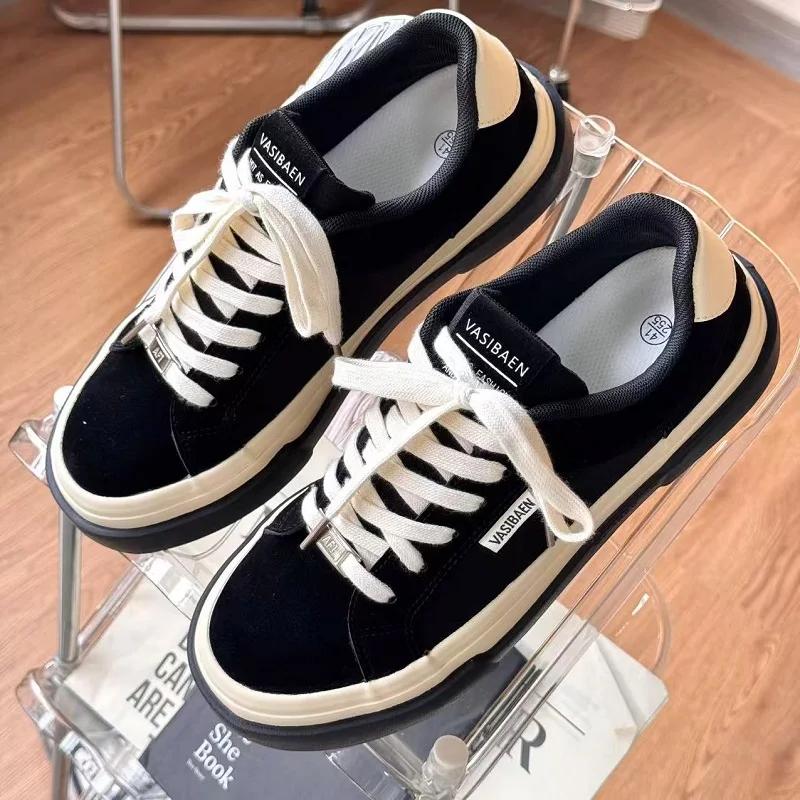 

Мода 2025 новые трендовые дышащие повседневные легкие и удобные толстоподошвенные низкие нишевые повседневные спортивные кеды для скейтборда 44 чёрный