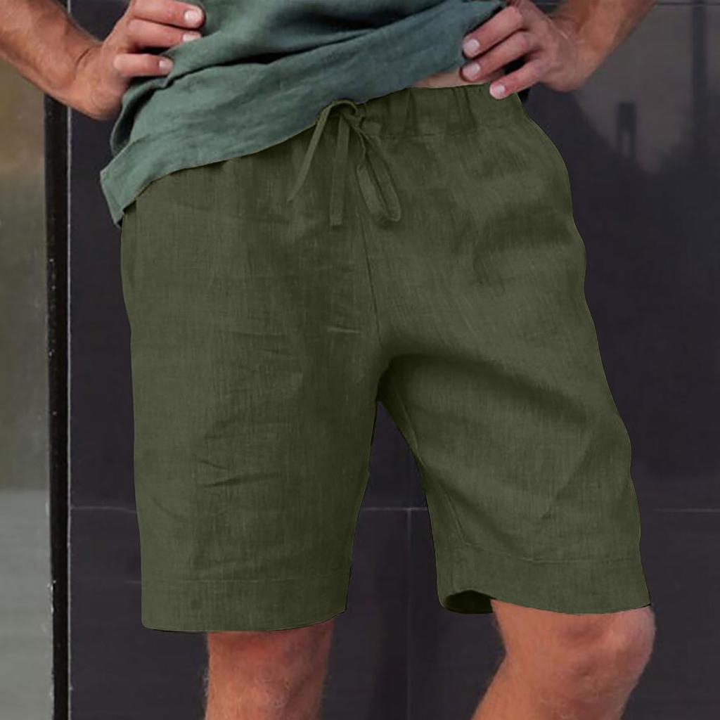 Men's Linen Multi-pocket Drawstring Casual Shorts